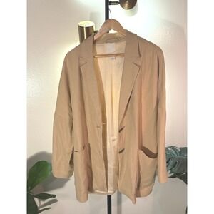 H&M oversize blazer L tan neutral layering basics easy wear linen blend work top